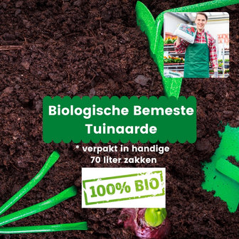 Perceptueel pijpleiding Hangen Biologische bemeste tuinaarde verpakt in zakken van 70 Liter - Tuinaarde.nl