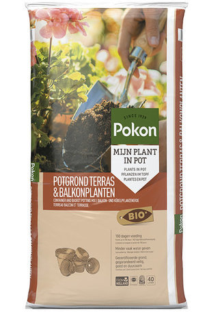 Pokon Bio Terras & Balkon Planten Potgrond  - 12 zakken van 40 liter